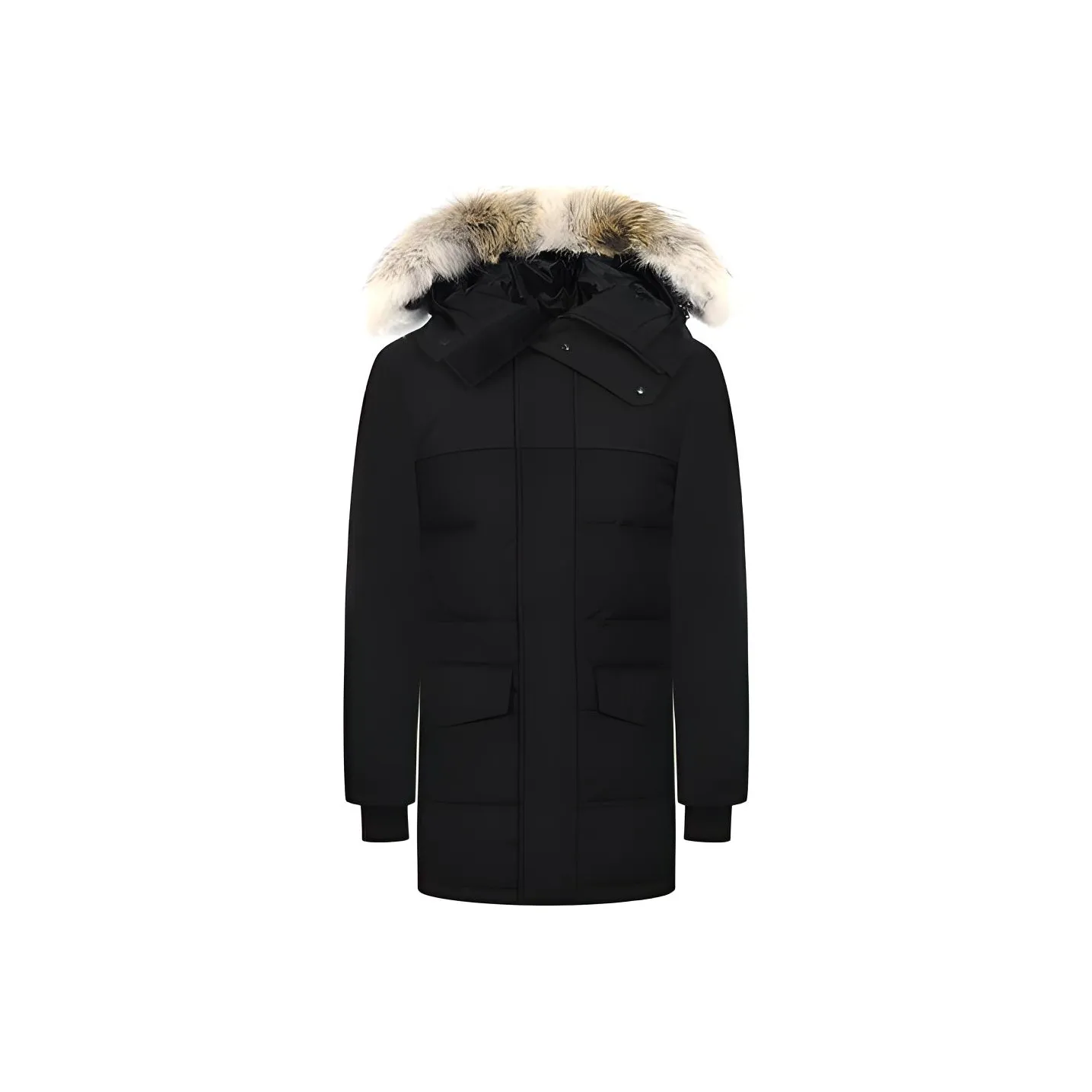 Canada Goose Clarence Series FW21 Solid Color Hooded Mid-Length Down Jacket Men's Black