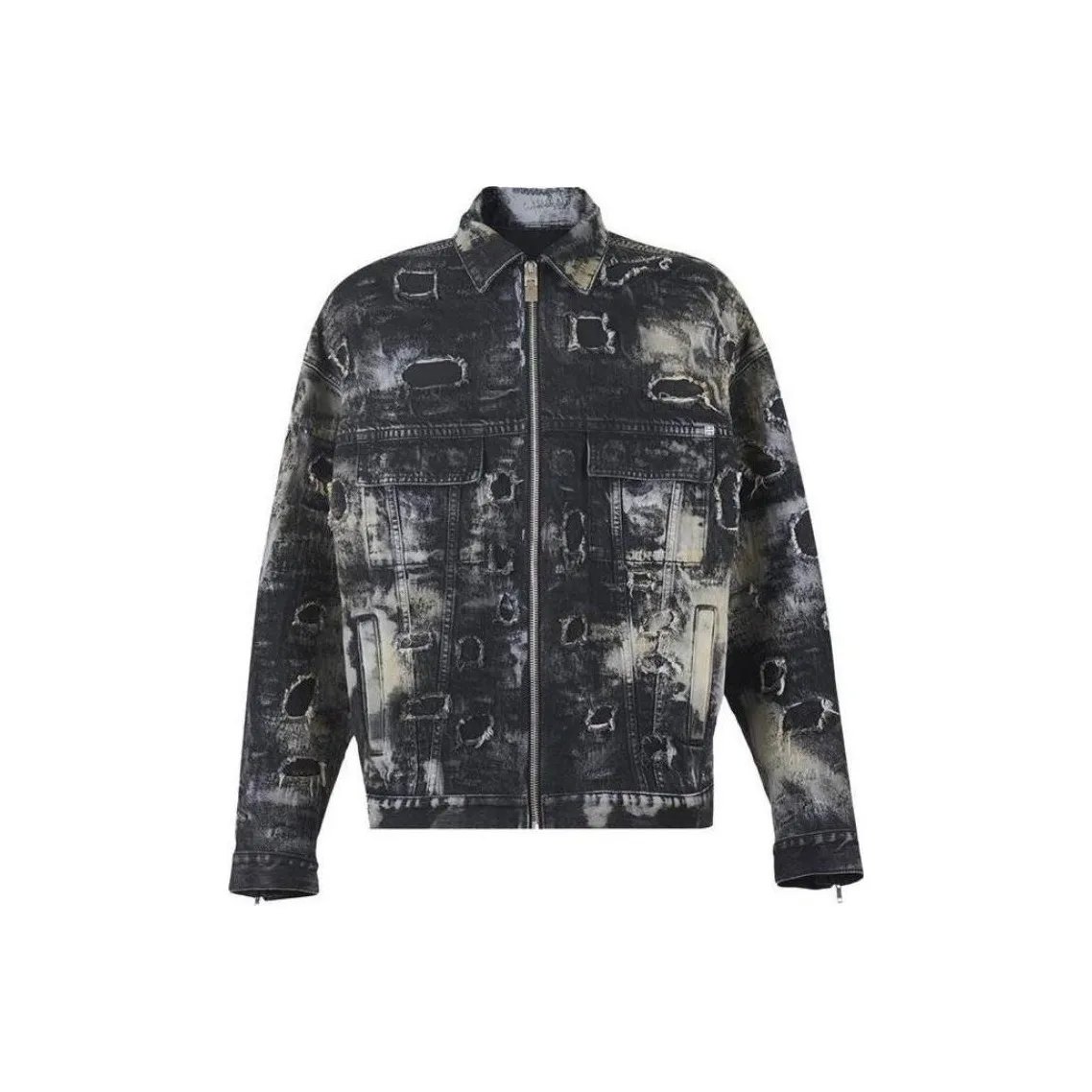 Givenchy Oversized Fit 4G Rivet Zip Denim Jacket