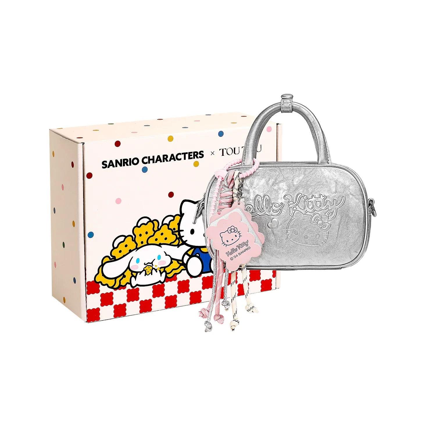 TOUTOU Hello Kitty Collaboration Hello Kitty Synthetic Leather Shoulder Bag Regular Women
s Silver/Pink