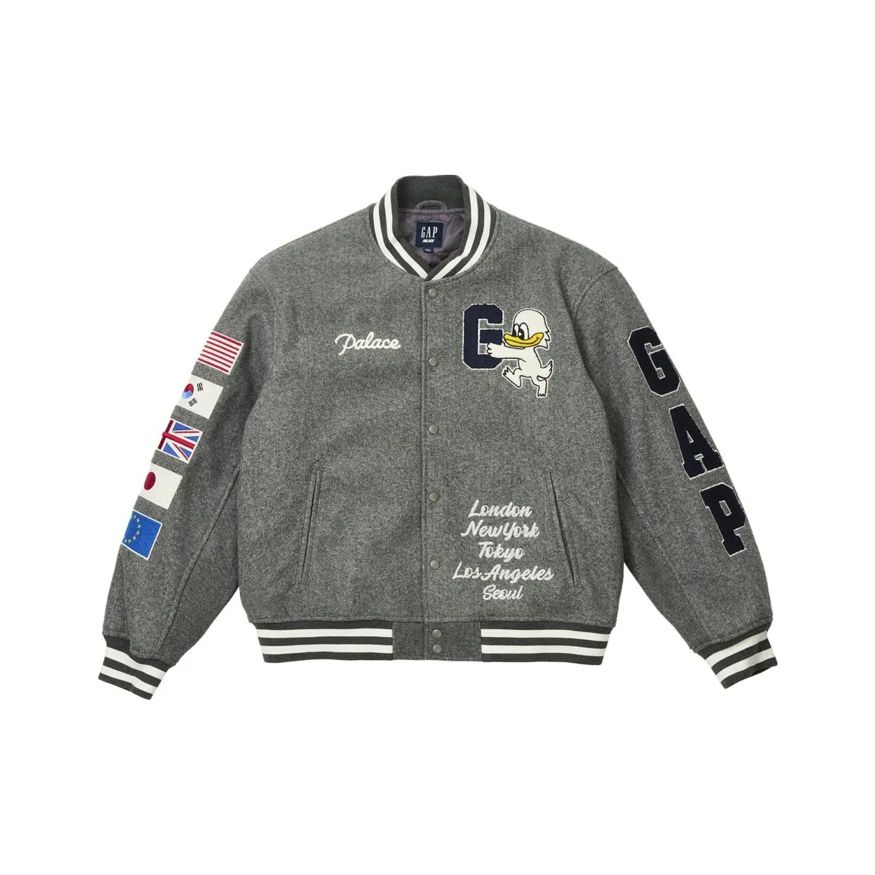 GAP совместный бренд x Palace SS24 Varsity Куртка Куртки Пальто Унисекс Серый