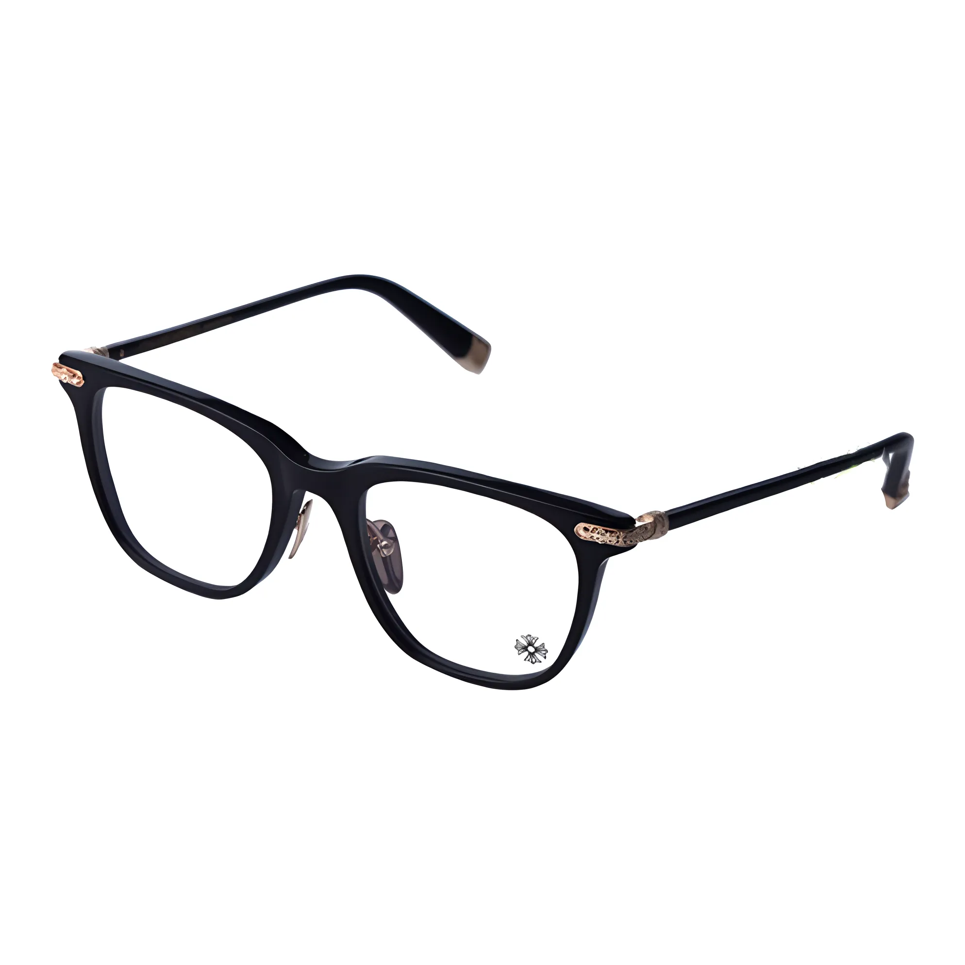 Chrome Hearts Plate Frame Irregular Shape Eyeglass Frames Unisex Black