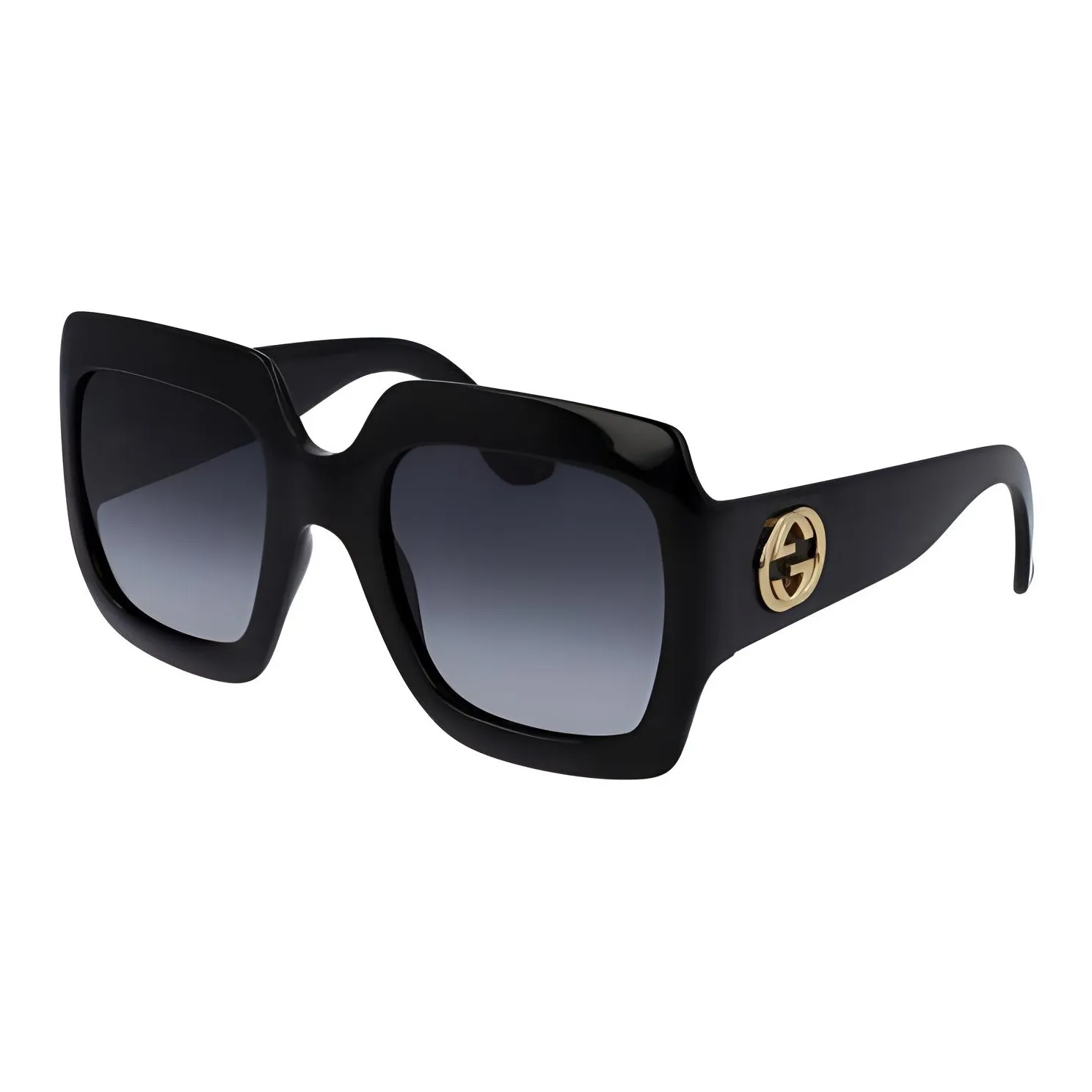 GUCCI Acetate Irregular Shape Sunglasses Women's Black