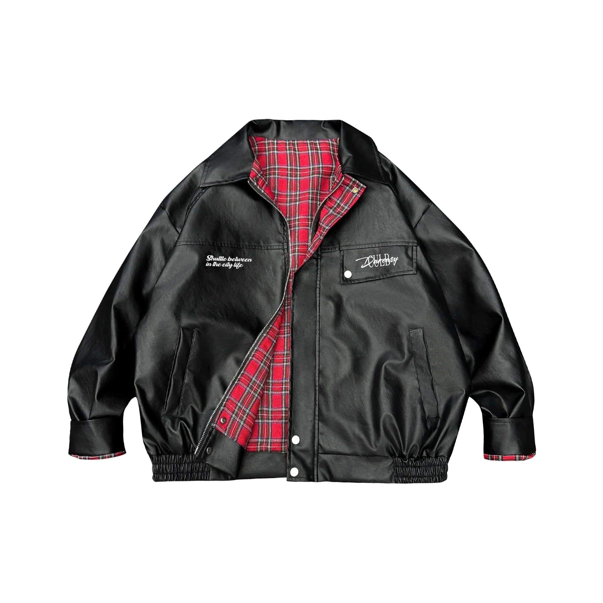 DAREASY Куртки Пальто Унисекс Черный Красный Клетка