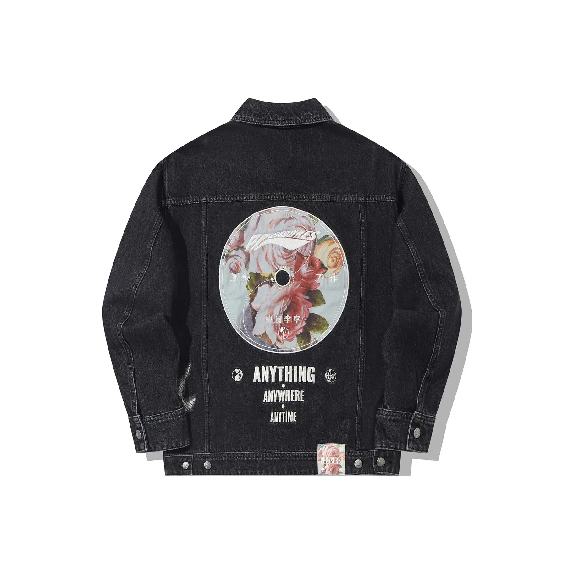Pleasures X LiNing Denim Jackets Men Black Denim