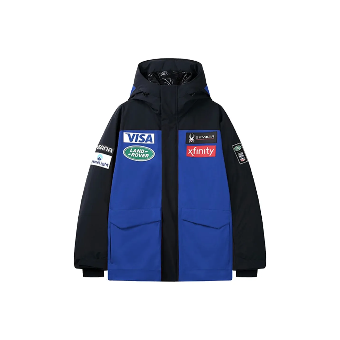 SPYDER x Landrover Буква Colorblock С капюшоном Утолщенный пуховик Унисекс
