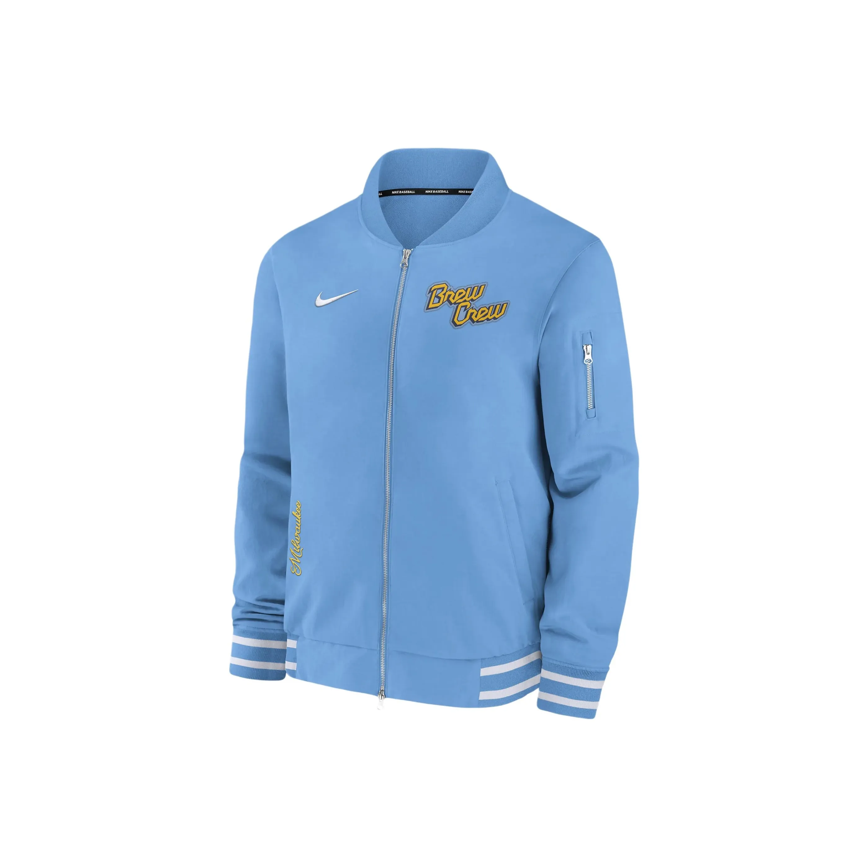 Nike Milwaukee Brewers Authentic Collection City Connect Game Time Men's Nike Mlb Full Zip Bomber Jacket