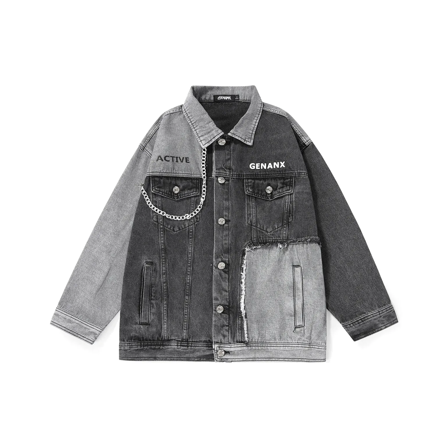 GENANX Denim Jacket Unisex Gray