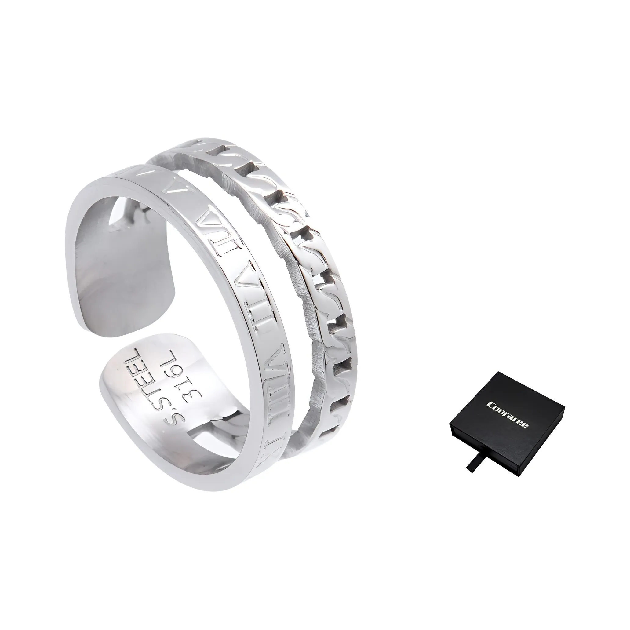 Cooraree Кольца из титанового стального сплава Унисекс Серебряные