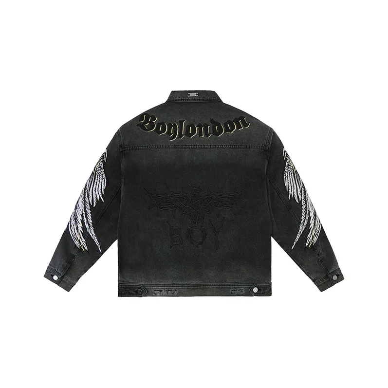Boy London FW22 Lapel Loose Fit Straight Long Sleeved Denim Jacket Unisex Black