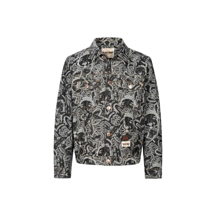 EVISU Черный с принтом, мужские джинсовые куртки