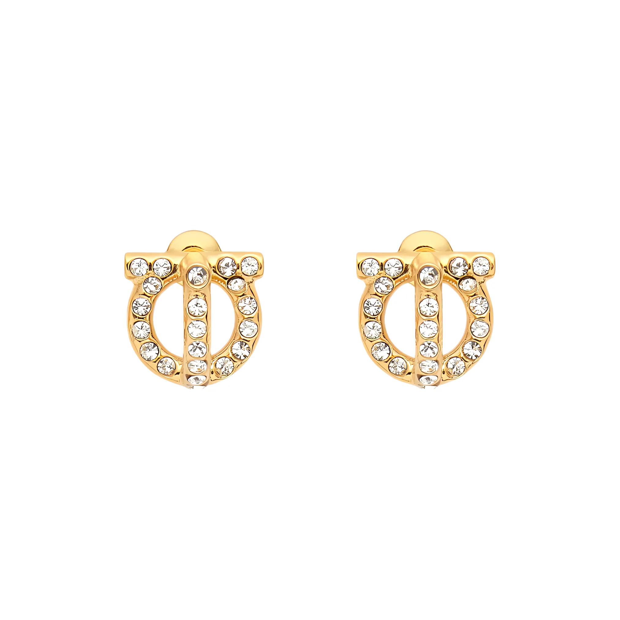 FERRAGAMO Brass Stud Earrings Unisex