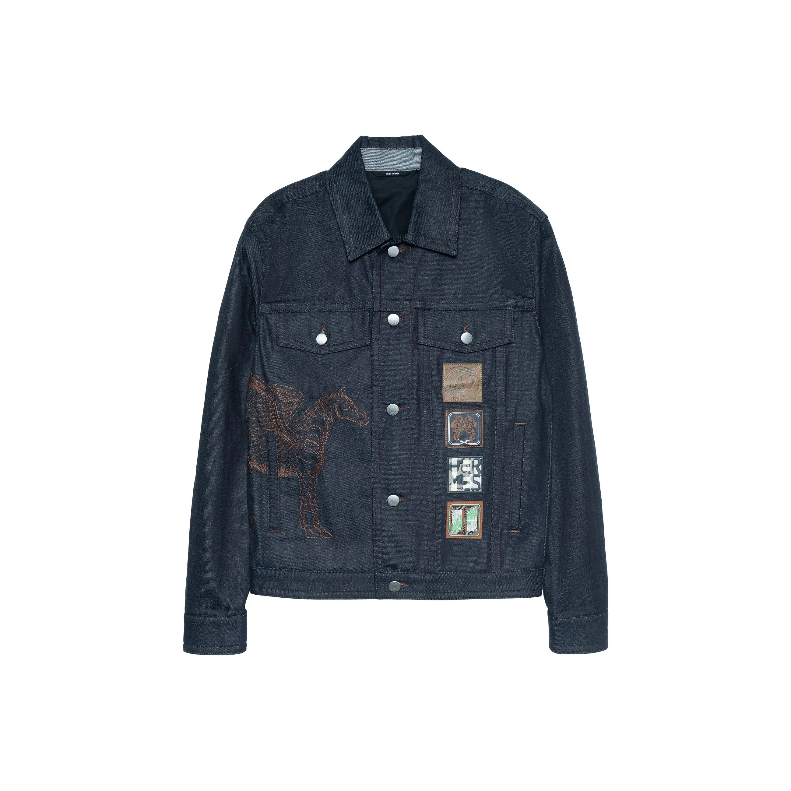 HERMES SS23 Denim Jacket Men's Navy Blue