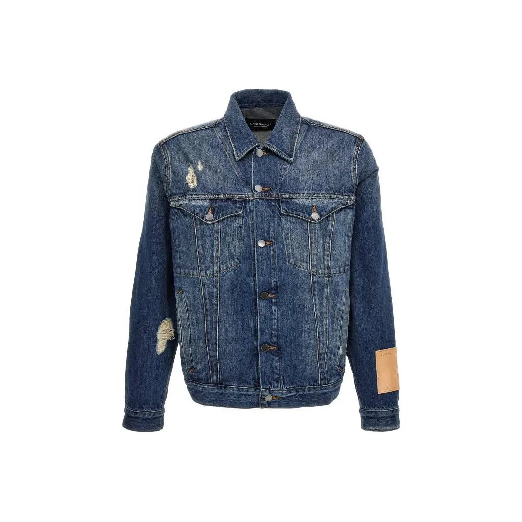 A COLD WALL* Logo Patch Distressed Denim Jacket