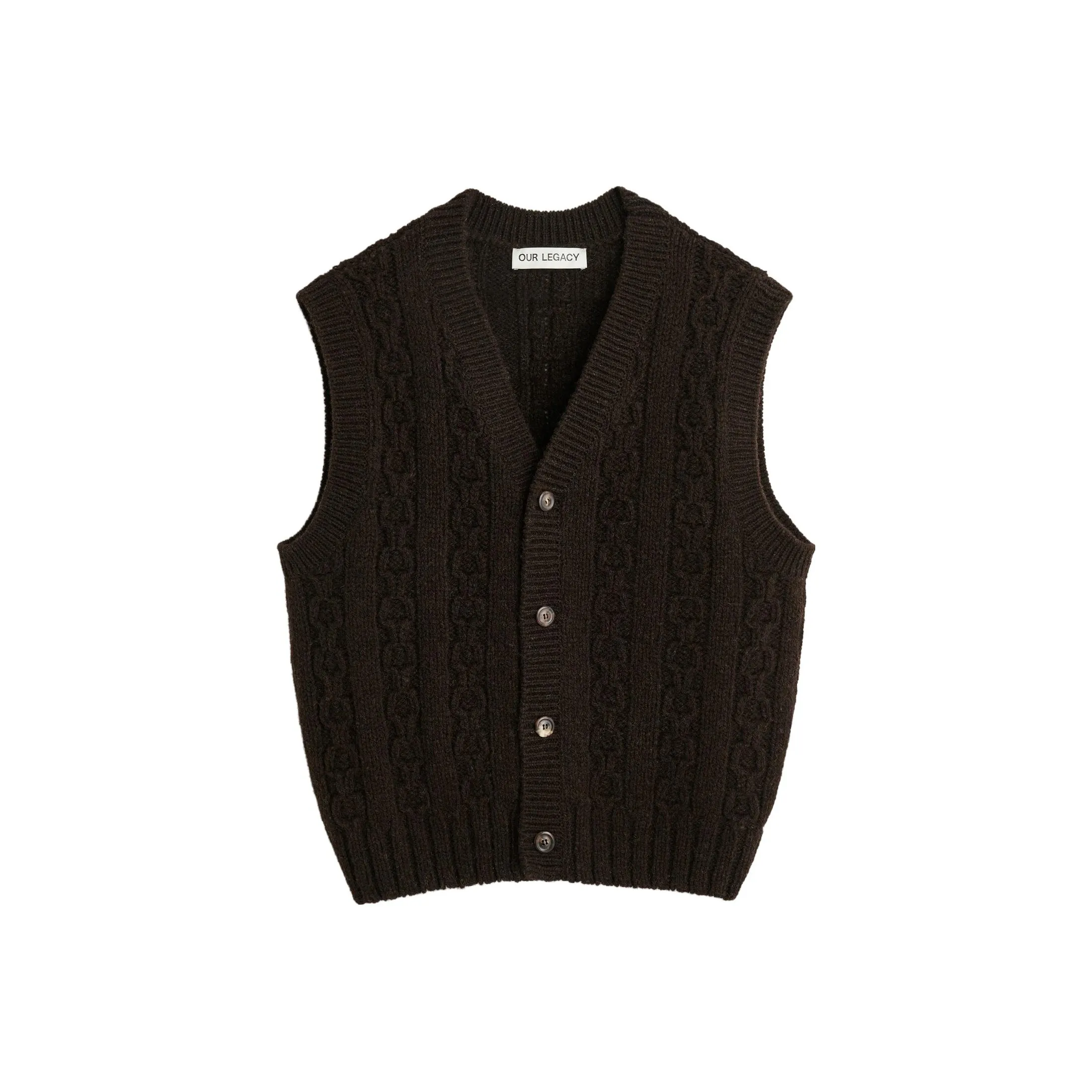 OUR LEGACY V-neck Wool Cable-knit Vest