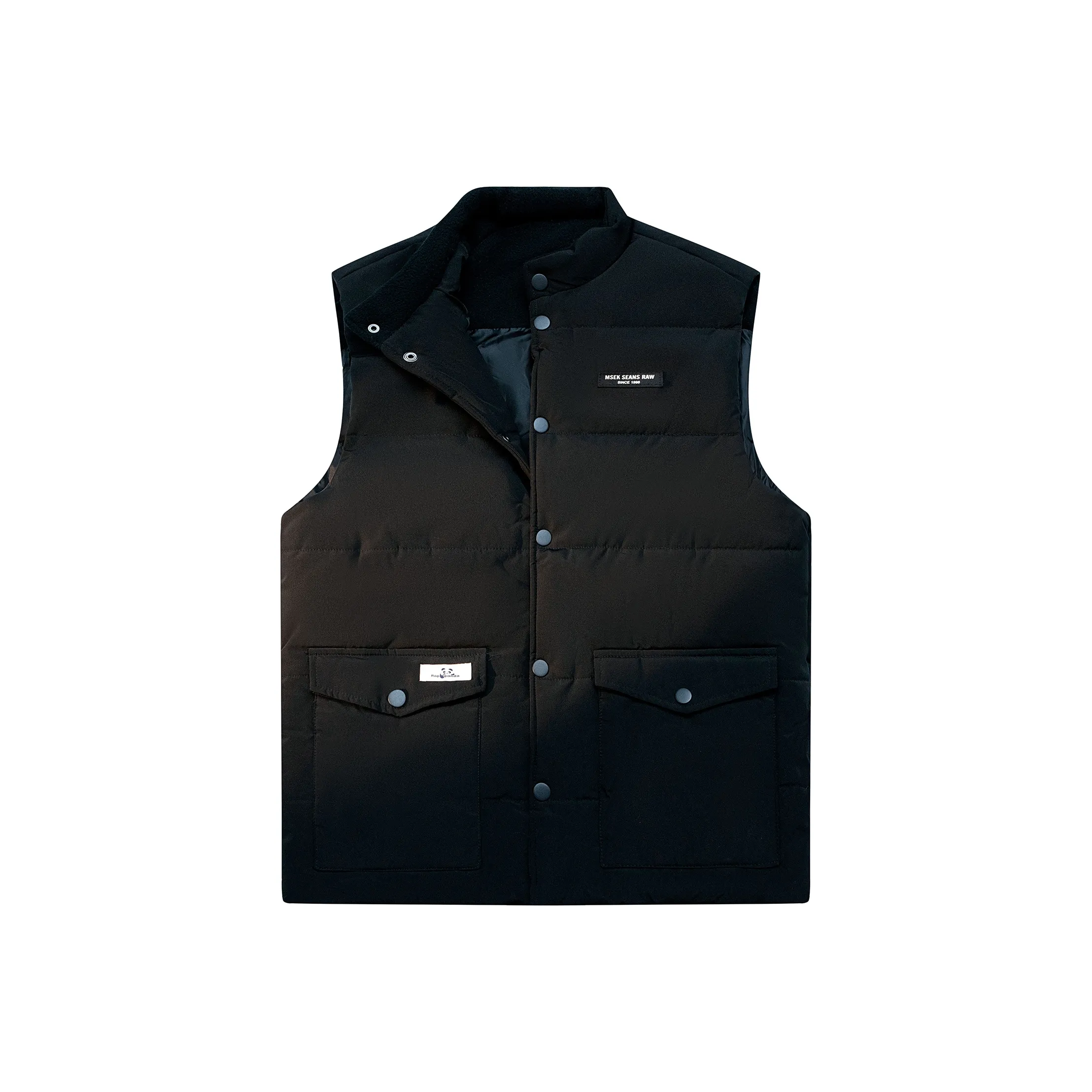 RAP PANDA Осенний Зимний Хлопковый жилет Свободного кроя Унисекс Черный