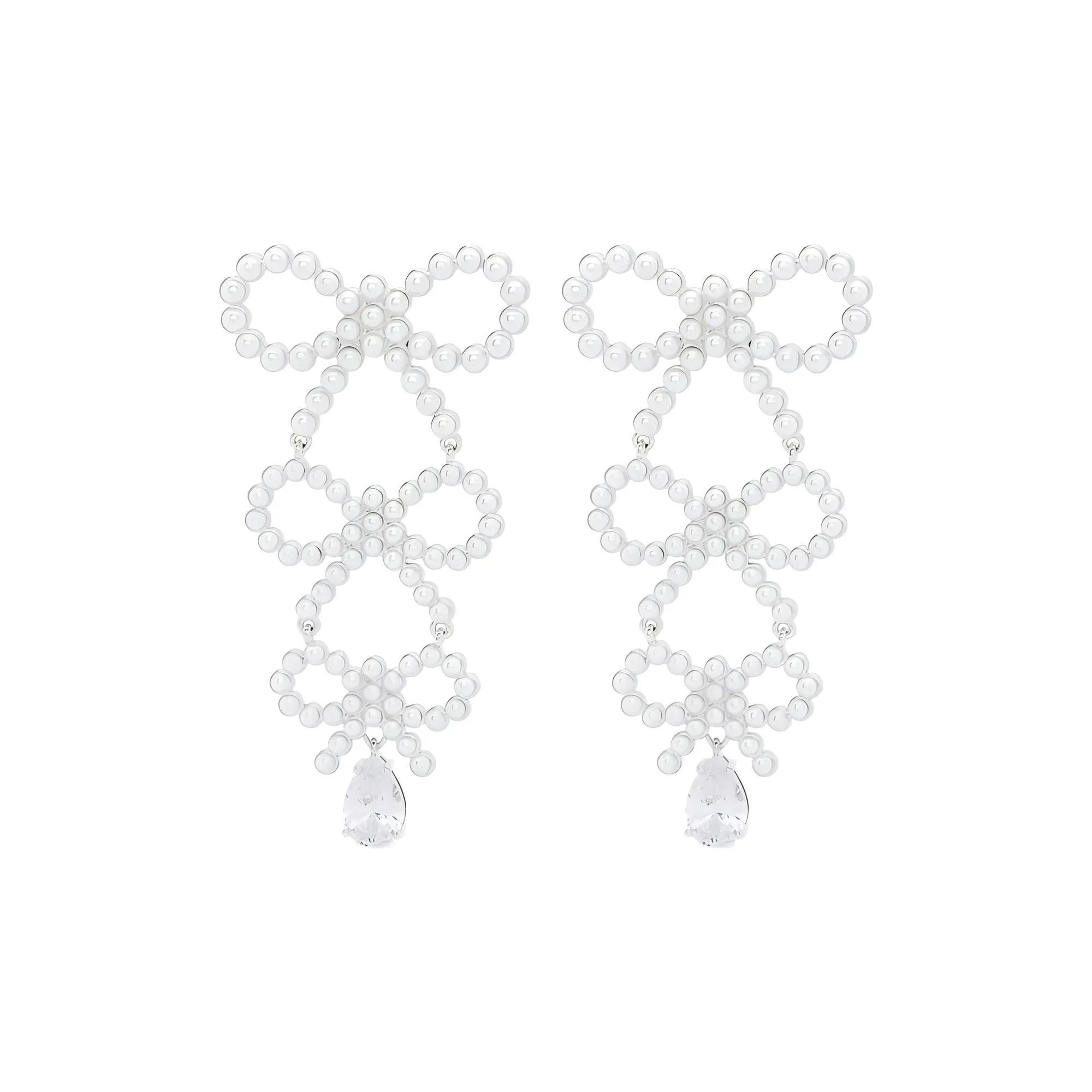 Self portrait Tiered Pearl Bow Earrings