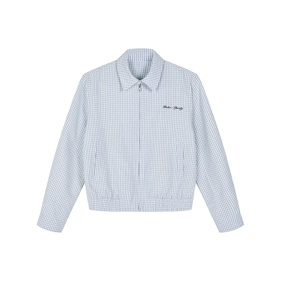 SAFARIII Клетка Отворот Дизайн Элегантный Коммутатор Куртка Унисекс Синий