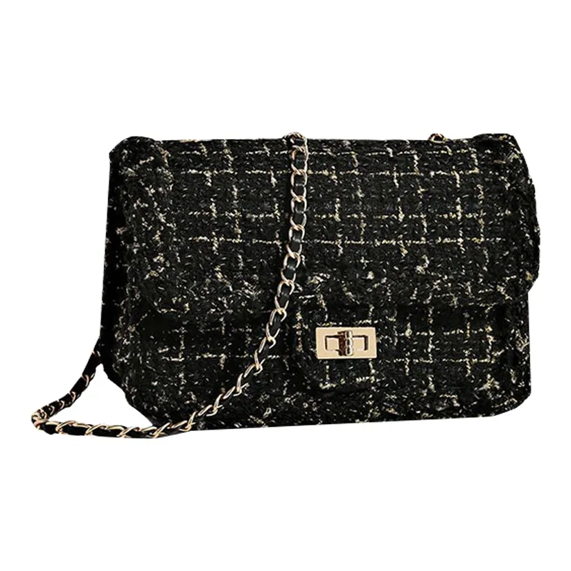 Aini Rabbit Вязаная ткань Сумка через плечо Сумка Женская Белая Черная