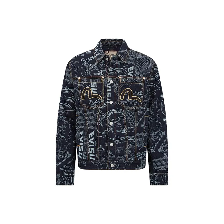 EVISU Denim Jackets Men's Denim Blue