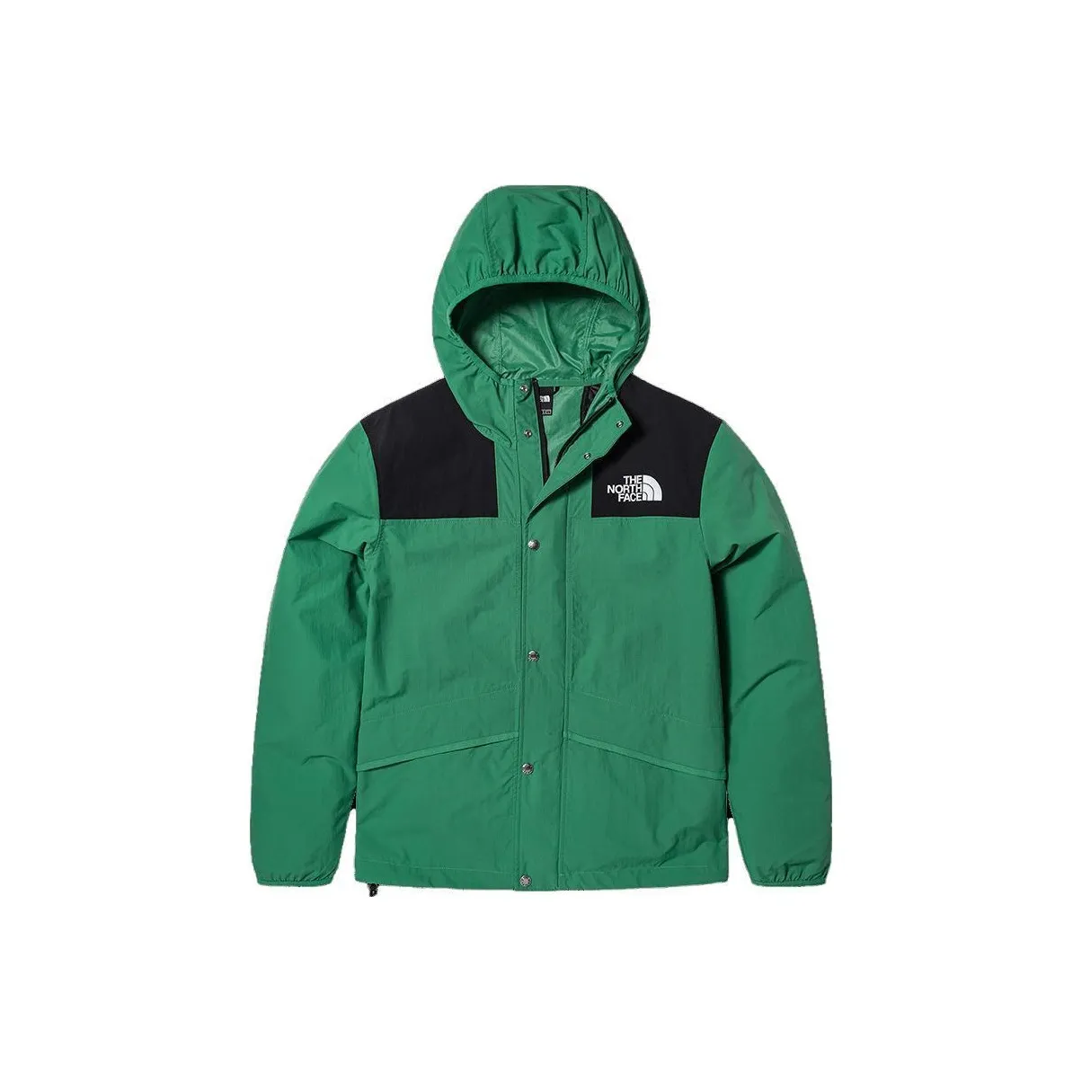THE NORTH FACE Men
s Logo Print Color Block Zip Up Hooded Jacket Green