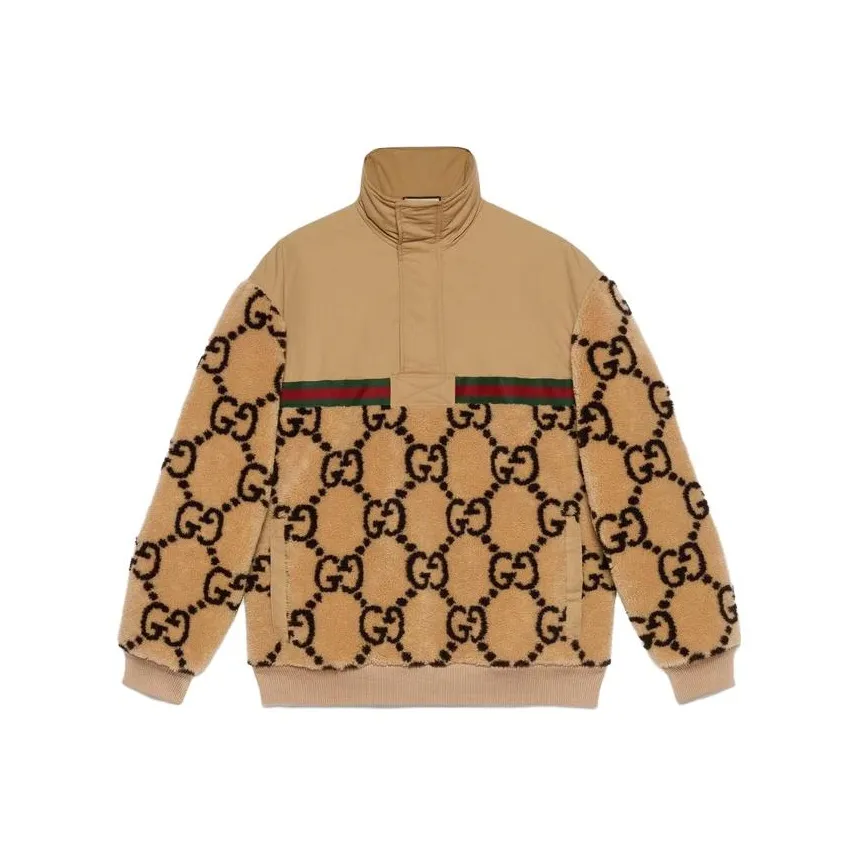 GUCCI Gg Jacquard Oversized Half Zip Wool Jacket
