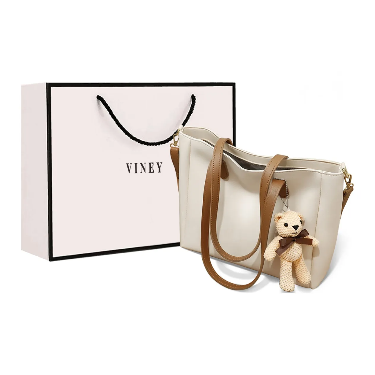 VINEY Сумка из коровьей кожи с синтетической кожей через плечо одно плечо тоут сумка для покупок большая женская бежевая
