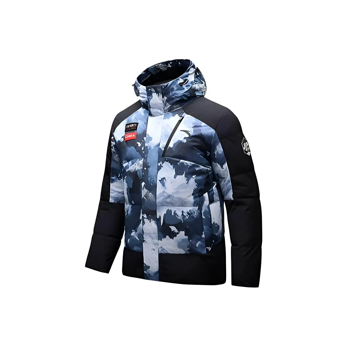 Anta Down Jacket Men's Ancient Wall Gray/Full-Print/Basic Black