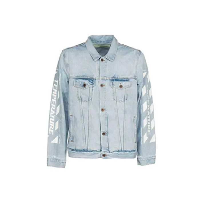OFF WHITE Denim Jacket Regular Fit Men's Blue