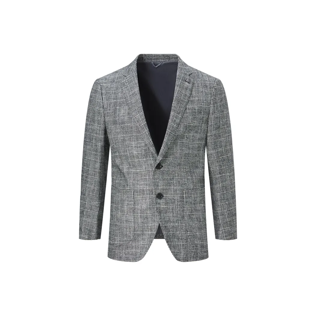 ANDREW MACKENZIE Business Suits Men's Gray Plaid