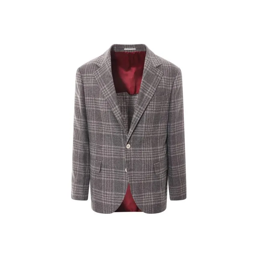 Brunello Cucinelli Single Breasted Checked Blazer