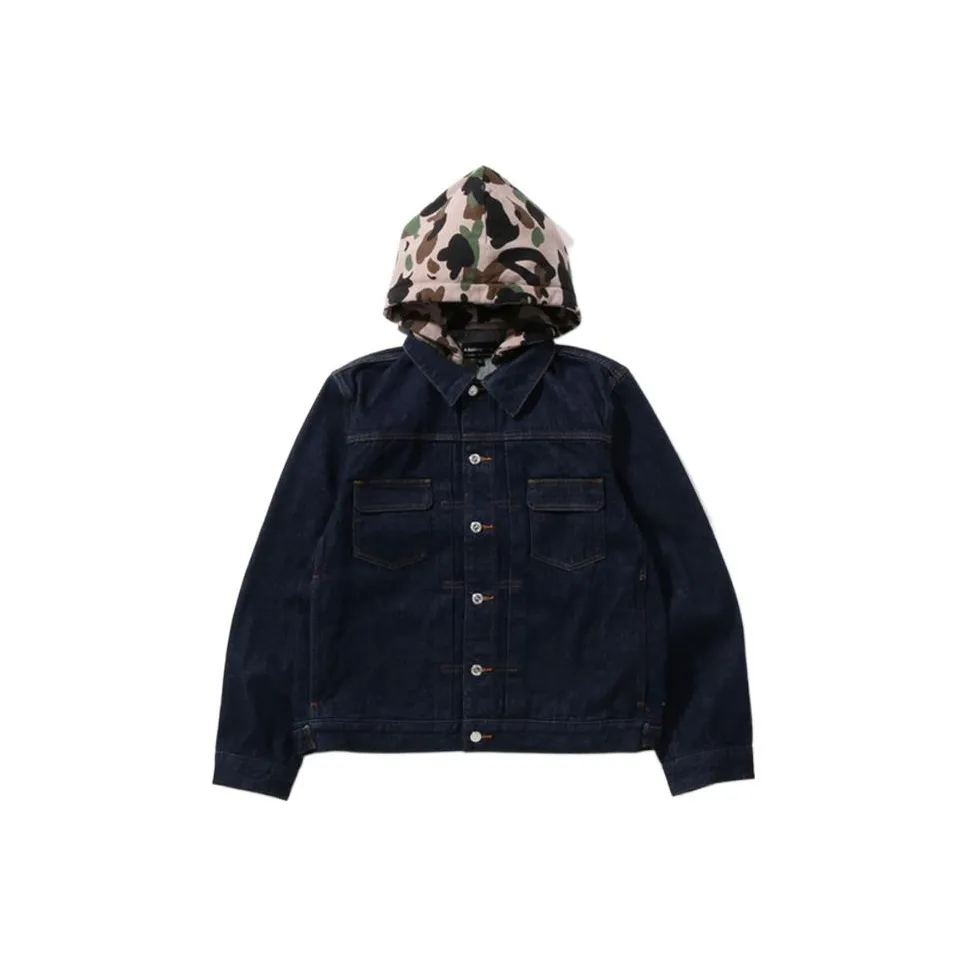 A BATHING APE Bape Denim Jackets Unisex Dark Blue