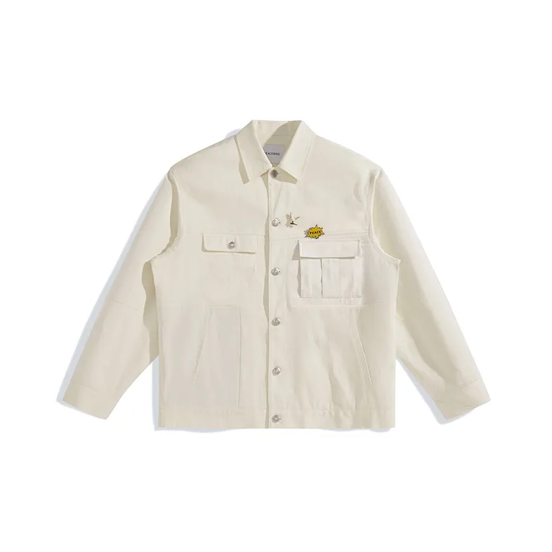 PEACEBIRD MEN Белый 1 Свободный крой Мужские Куртки