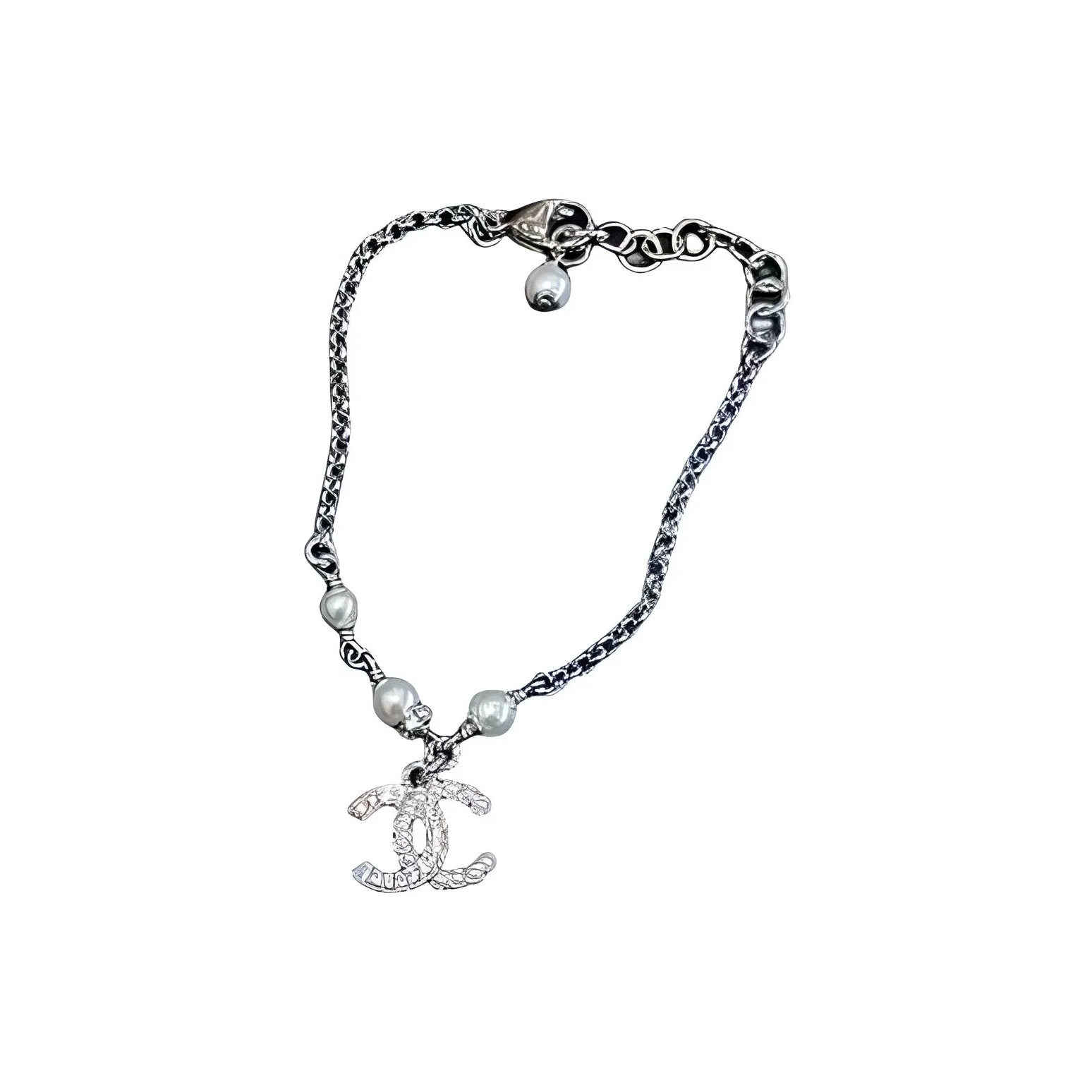 CHANEL Metal, Artificial Pearl, Rhinestone Bracelets Women's Silver