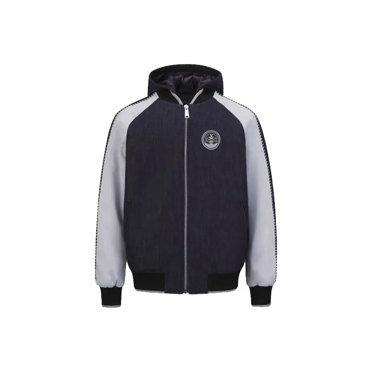 EVISU Хлопковый пуховик Мужской Джинсовый синий Черный