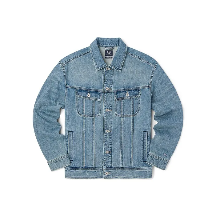 Мужская джинсовая куртка среднего синего цвета с совместным брендом Lee