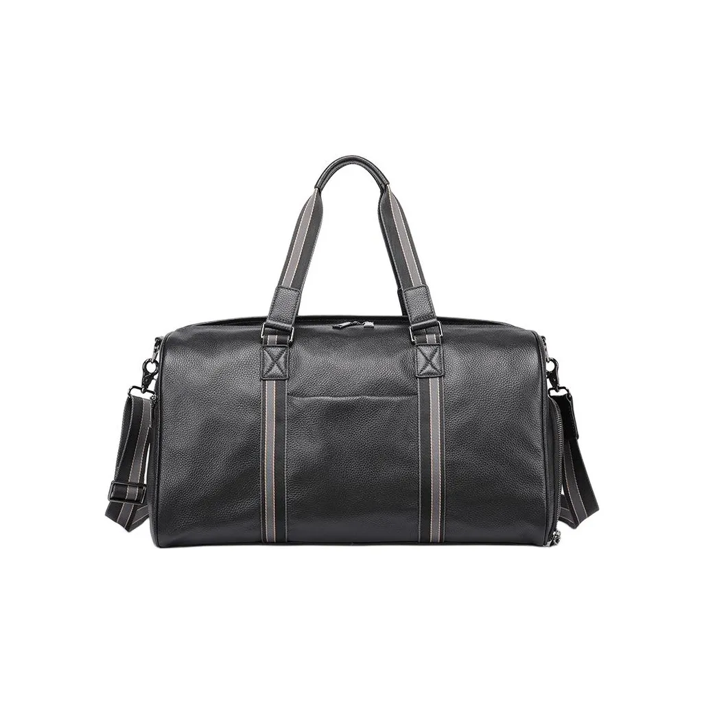 VIHUS Сумка для путешествий из крупнозернистой текстуры коровьей кожи большой мужская черная