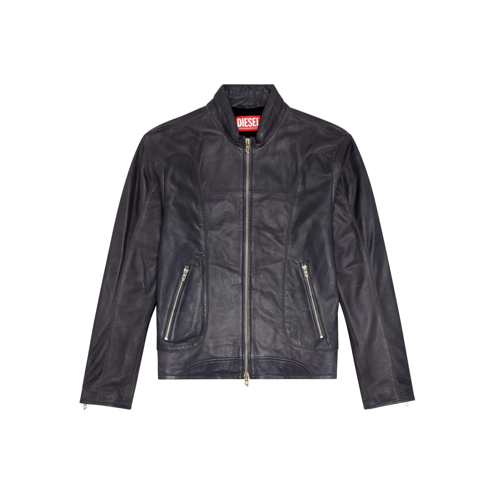 DIESEL L Krix Leather Biker Jacket With Piping