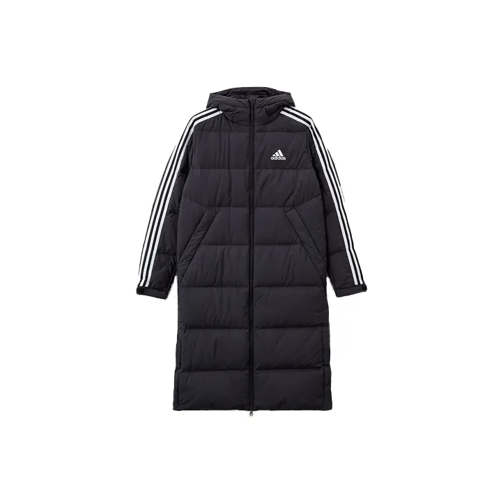 Adidas С капюшоном Пуховик Международная версия Зимний Унисекс Черный