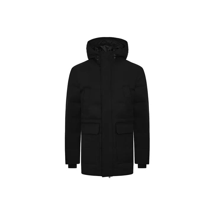 Canada Goose Nikko Series FW21 Solid Color Hooded Mid Length Down Jacket Men's Black