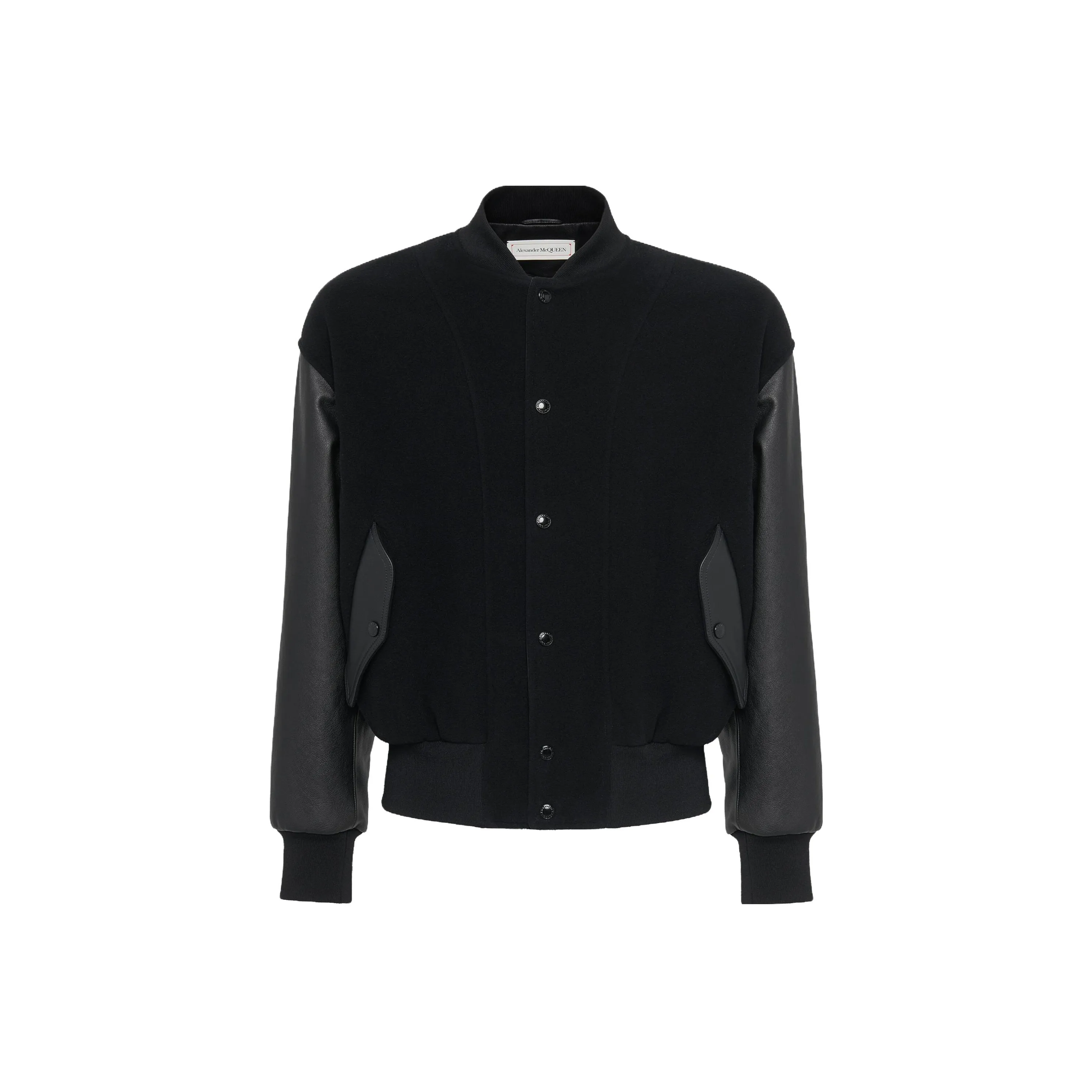Alexander McQueen Logo Patch Leather Bomber Jacket