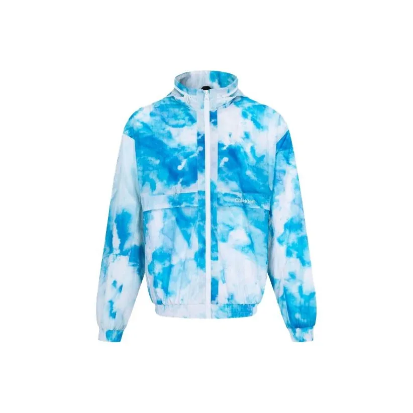 CALVIN KLEIN Куртка Мужская Синяя Белая С принтом и окраской