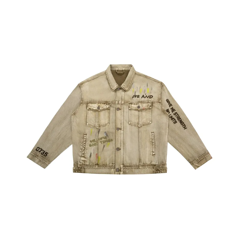 PFR AND Промытый Желтый Унисекс Джинсовые куртки