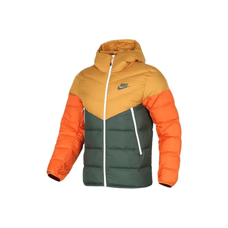 Nike Оранжевый/Зеленый Многоцветный Мужской Пуховик