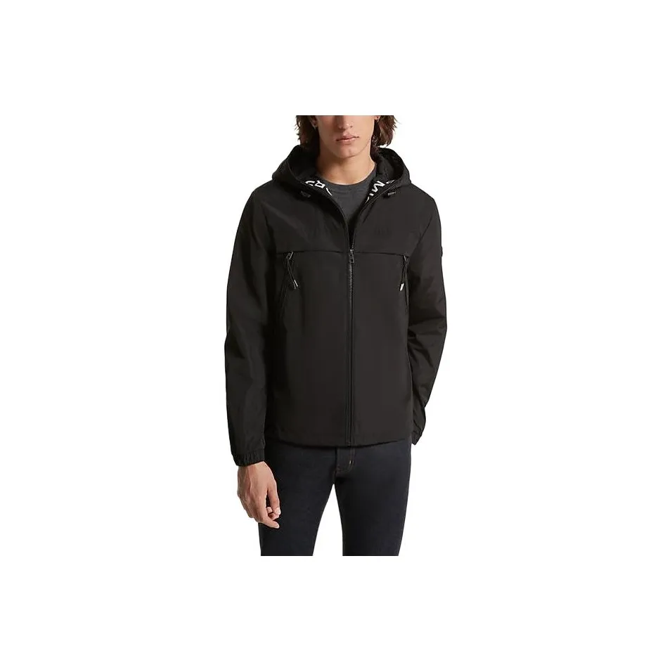 MICHAEL KORS Logo Tape Woven Windbreaker Jacket Jackets Burberry & Coats Men's Black