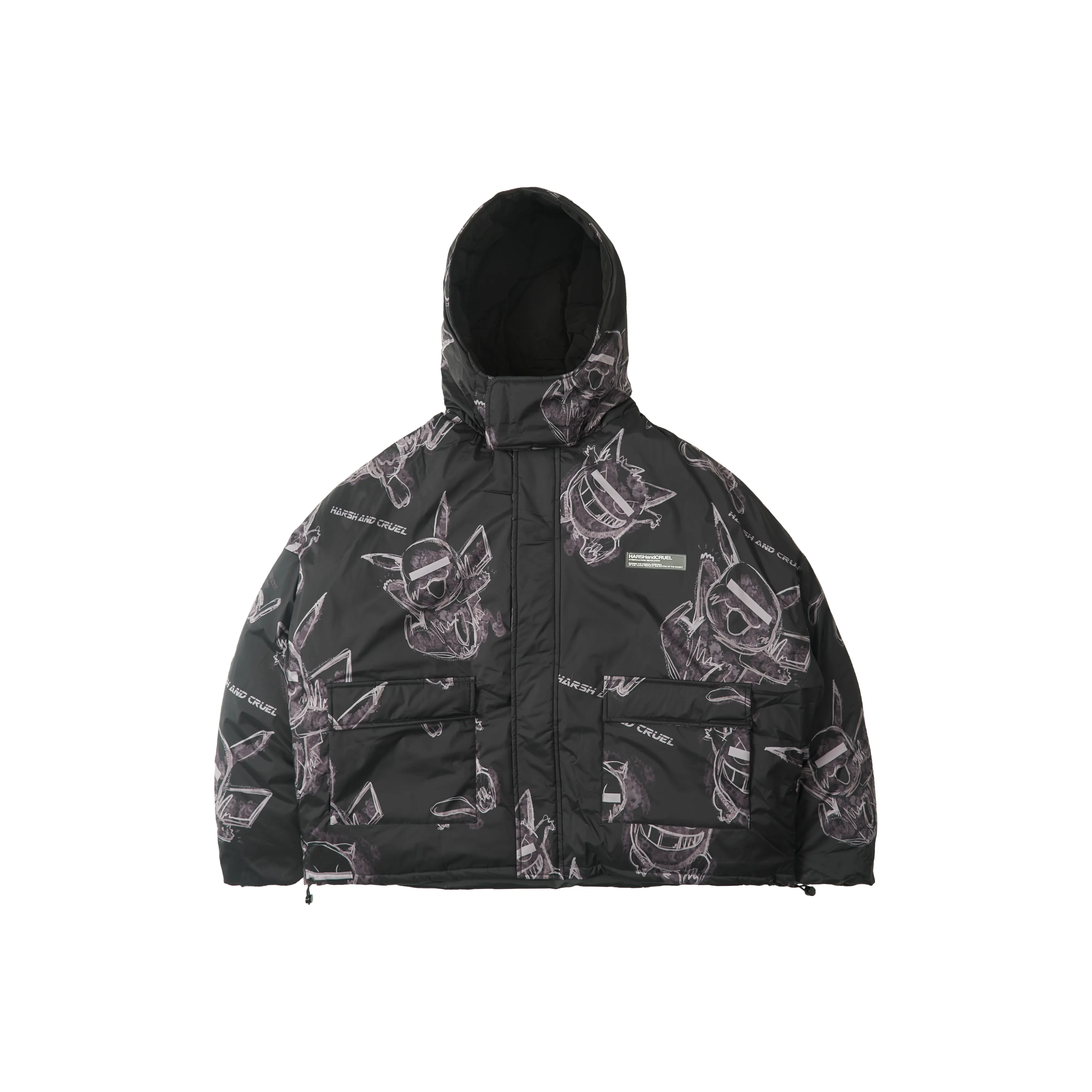 HARSH AND CRUEL Puffer Jackets Unisex Black