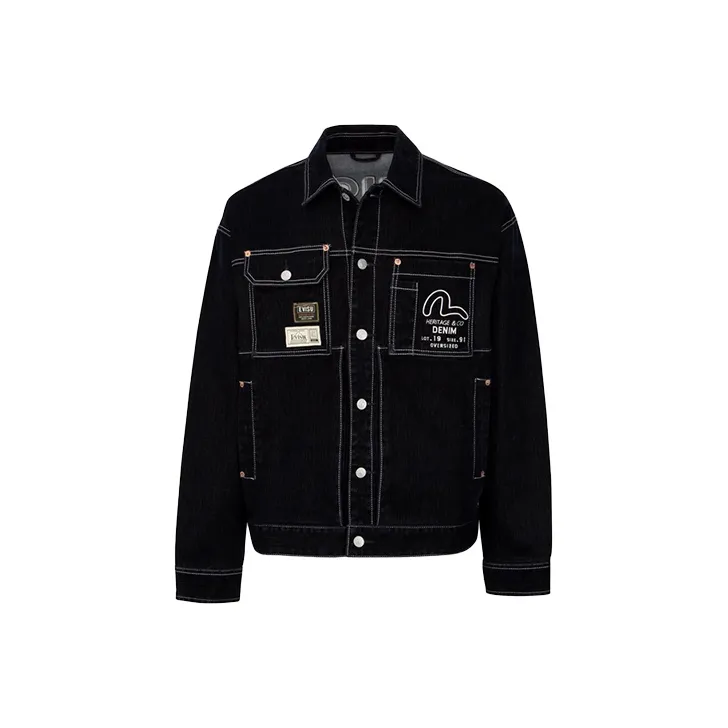 EVISU Черные Мужские Джинсовые Куртки