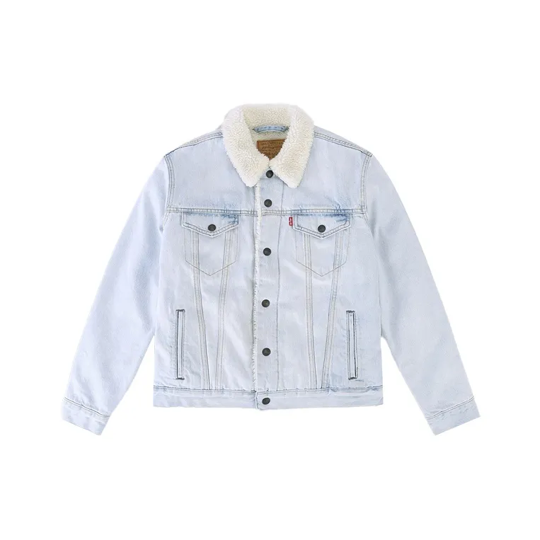 Levis Lapel Fitted Straight Long Sleeved Denim Jacket Men's Light Blue