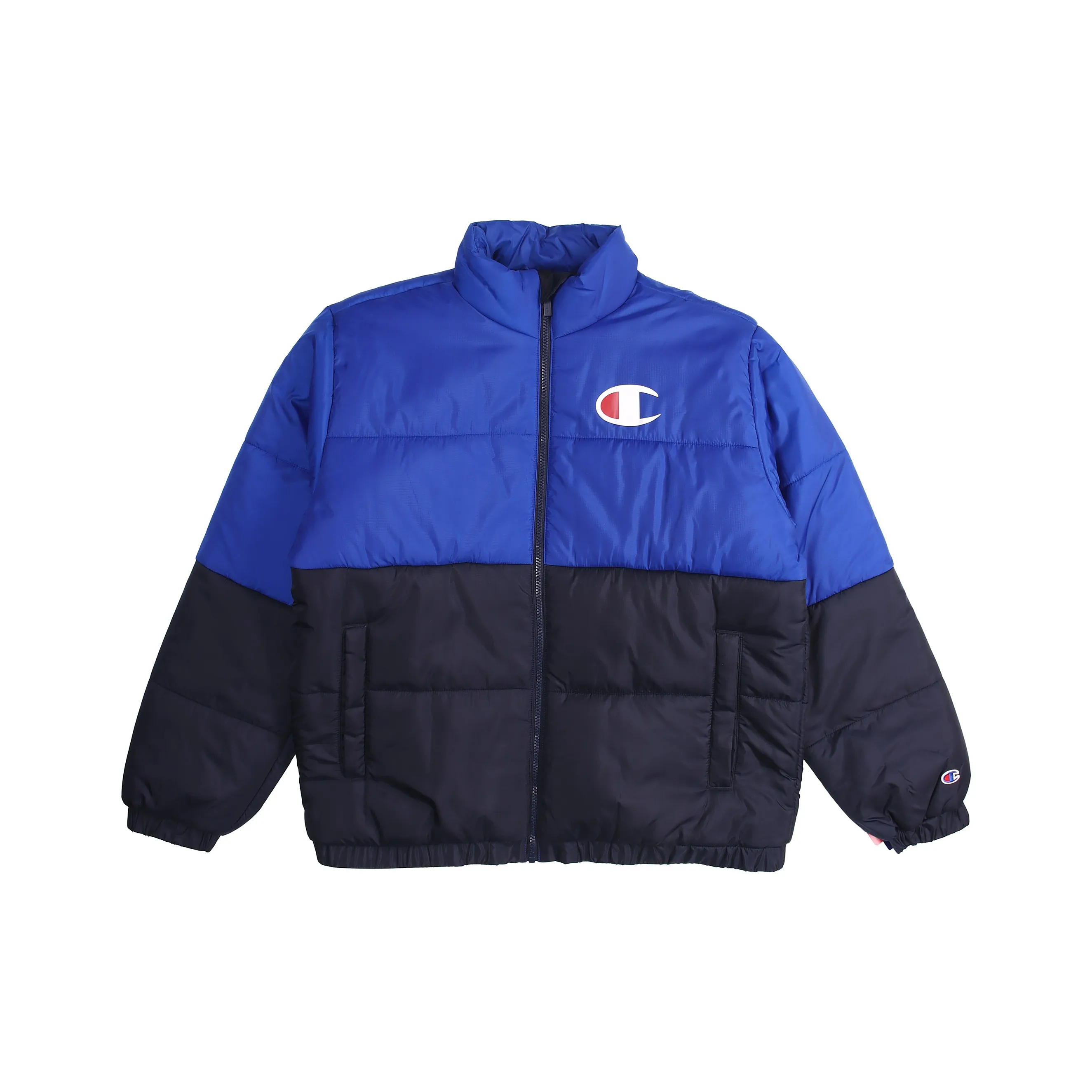 Champion Пуховая куртка США зимний унисекс черный синий пэчворк