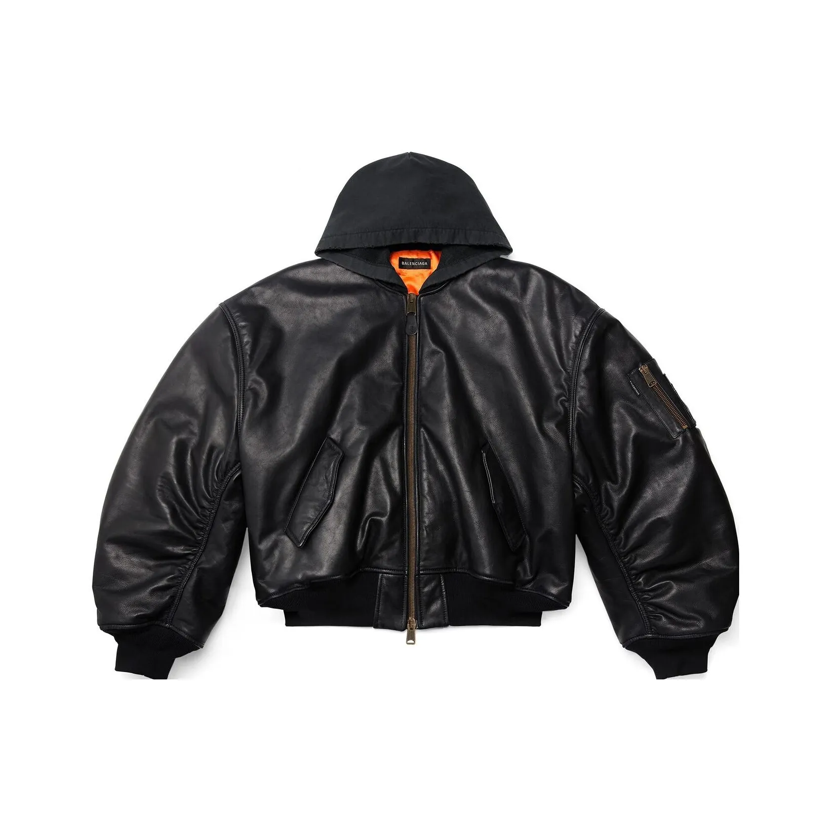 Balenciaga Hooded Leather Coat