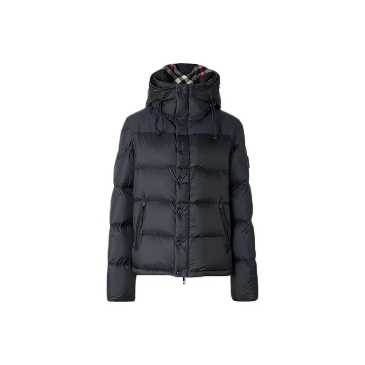 Burberry Men Classic Detachable Sleeve Hooded Down Jacket Navy Blue
